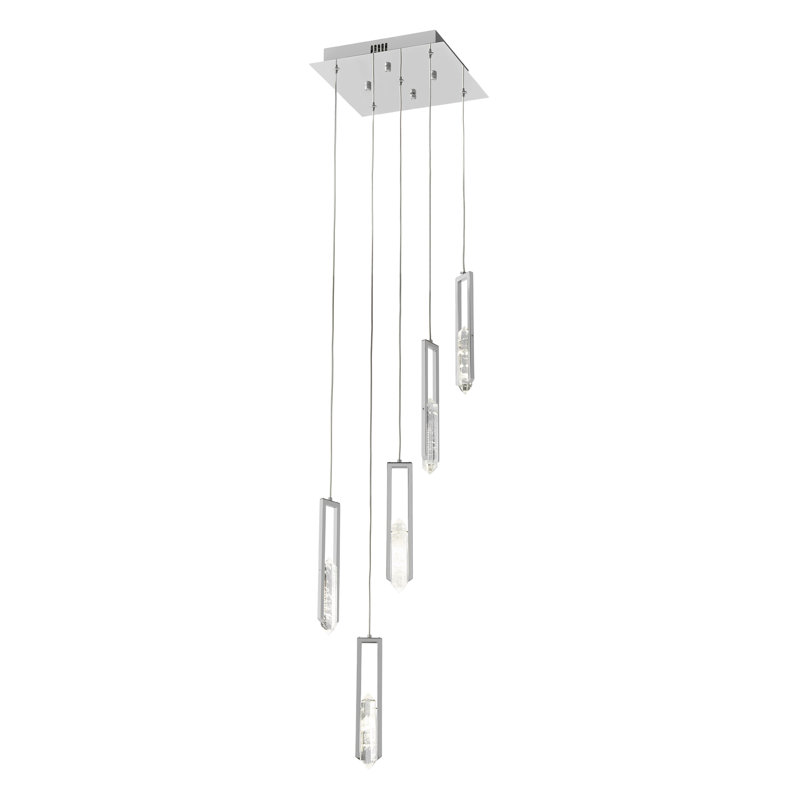 Elysian 5 LED Light Dimmable Chrome Chandelier