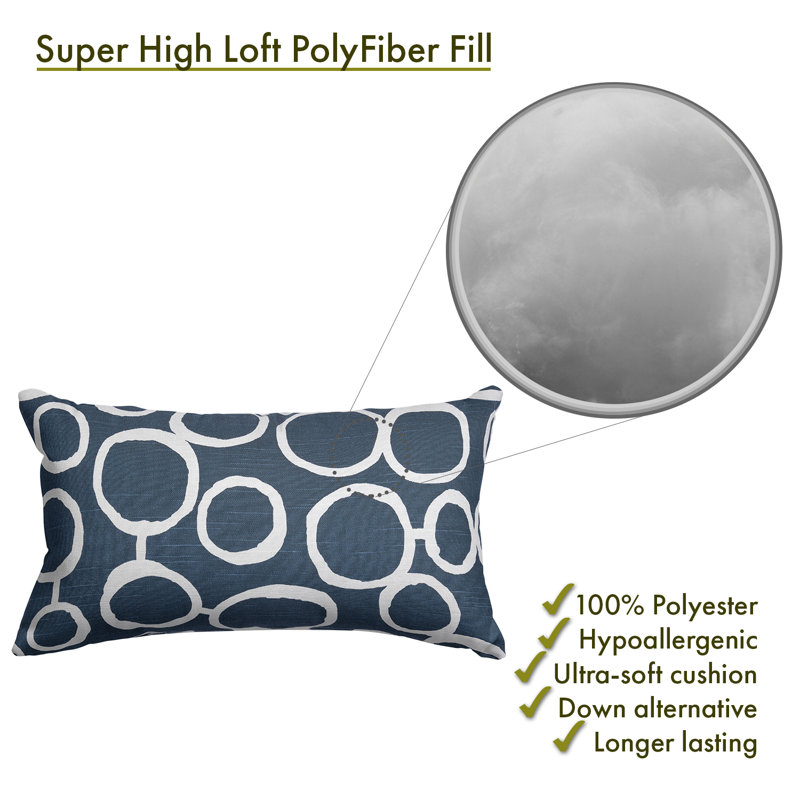 Fusion Geometric Cotton Reversible Throw Pillow, Navy
