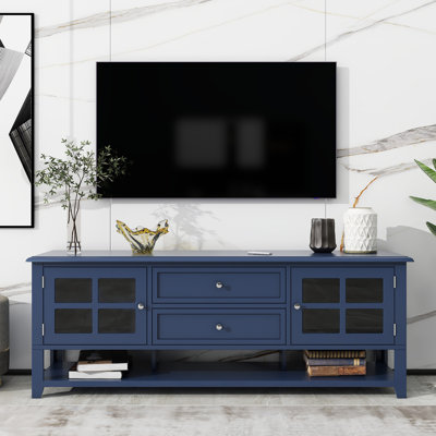 Tv Stand With 2 Cabinets, 2 Drawers And Open Shelves