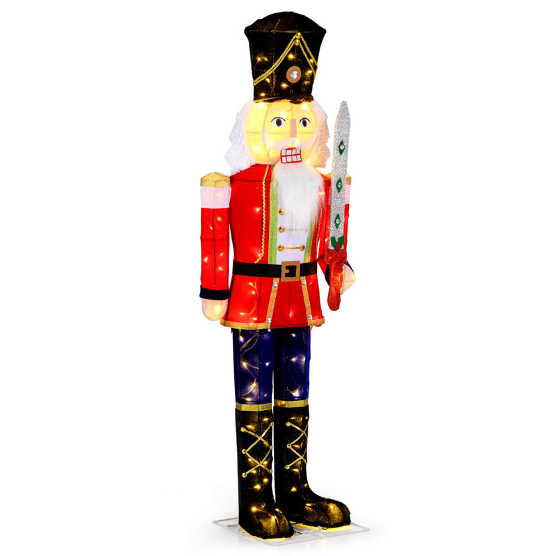 1 décoration de Noël de soldat de casse-noisette éclairé avec épée scintillante, 1