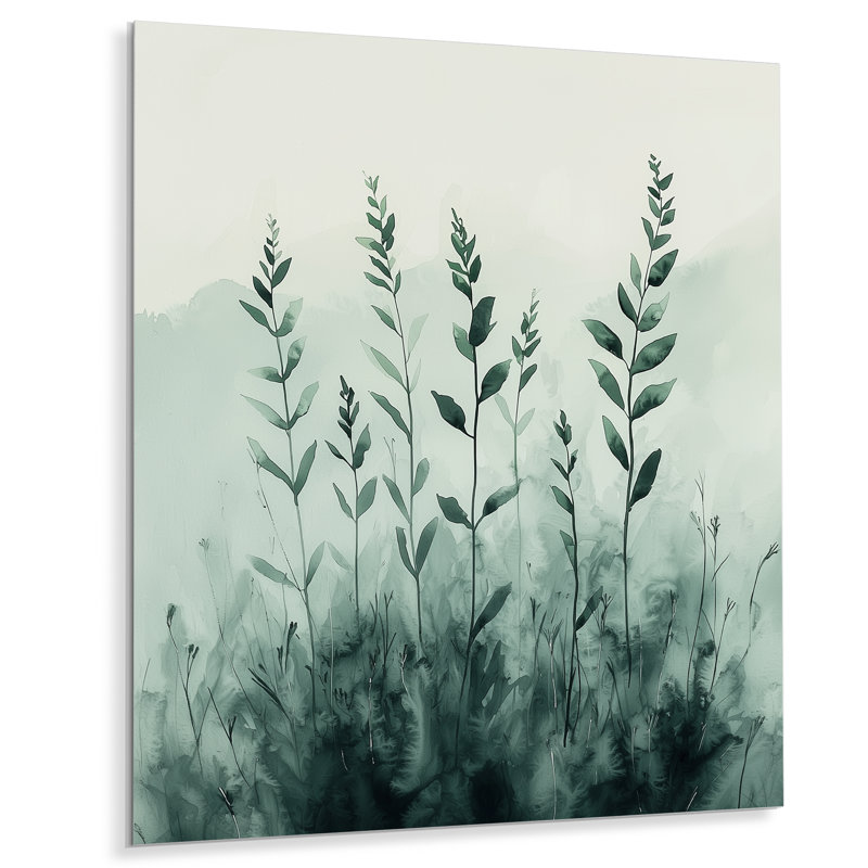 Herbes monochromes minimalisme I - herbes, art en métal, H 32 po x l 16 po