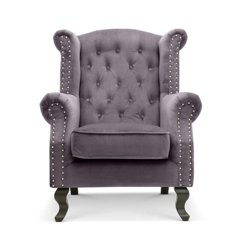 Baden Wingback Chair, Velvet, Dark Grey