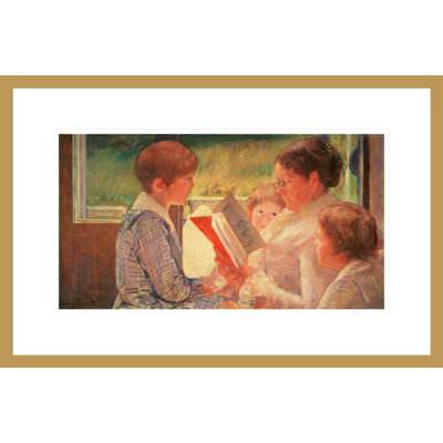 «Lady Cassatt lecture à ses petits-enfants» par Mary Cassatt - impression giclée encadrée