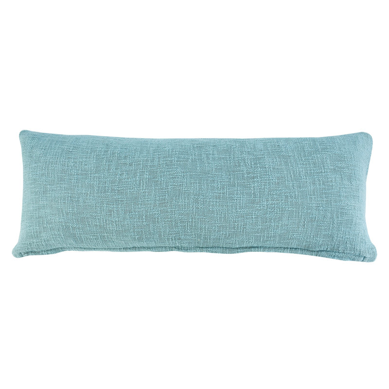 Coussin 100% coton Domnique, Bleu canal, H 14 po x l 36 po, Polyester