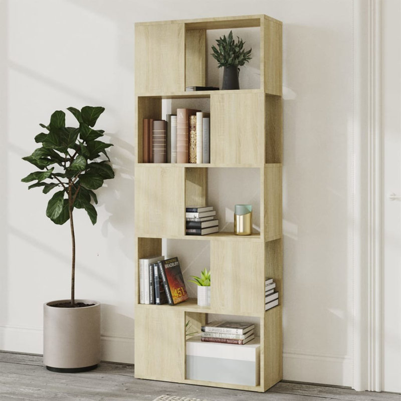 Cashe Bookcase, (5 Shelves) 155cm. H x 60cm. W x 24cm. D, Sonoma Oak
