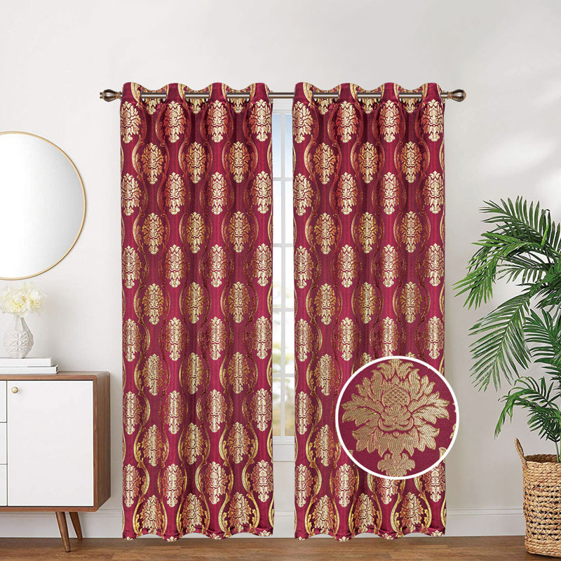 Aelia Room Darkening Curtain Single Panel, Burgundy