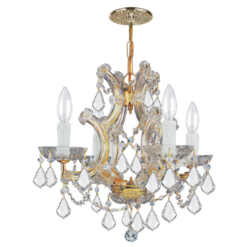 Weekes 4 - Light Glass Dimmable Empire Chandelier, Hand Polished