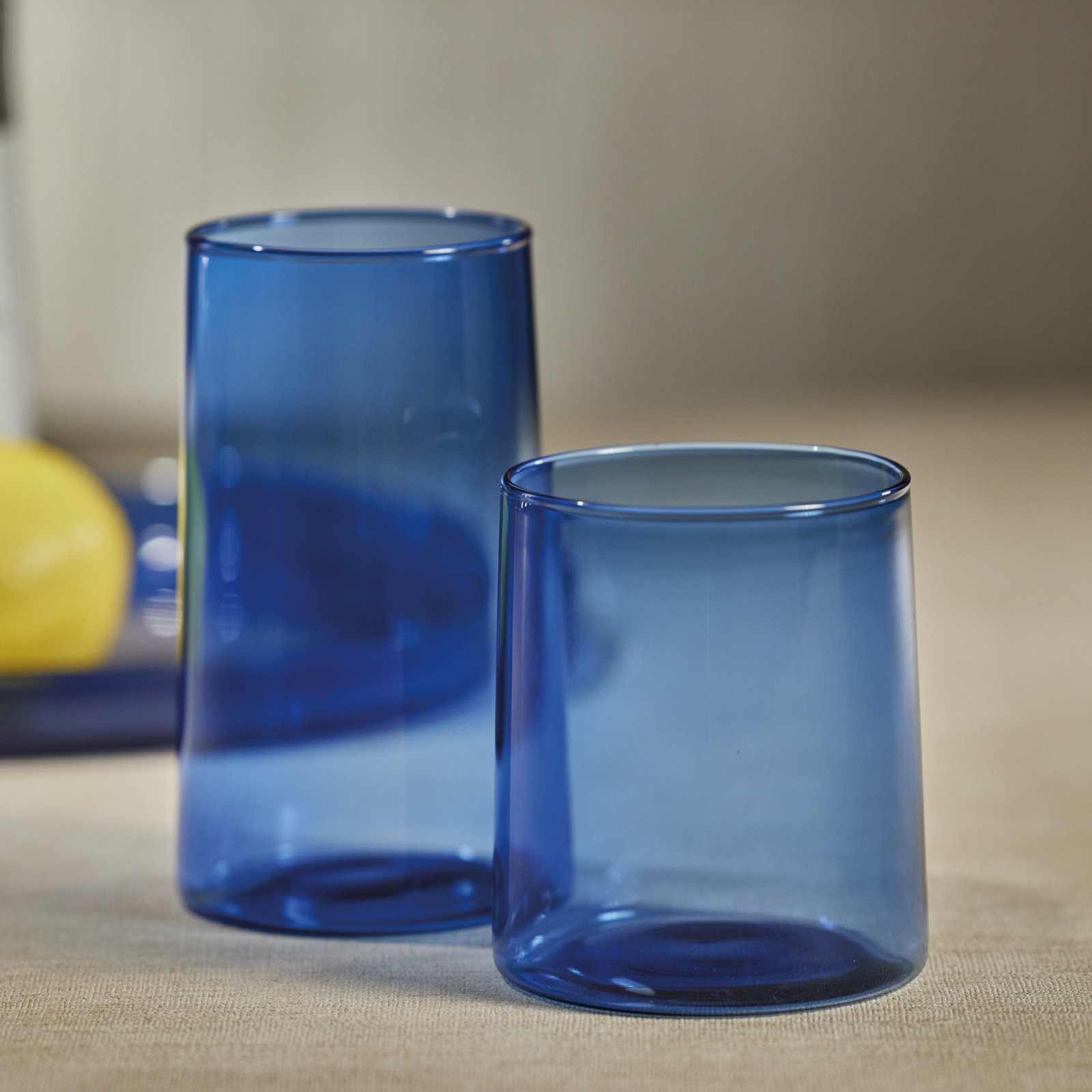 Bruce Highball Glass, Light Cobalt Blue