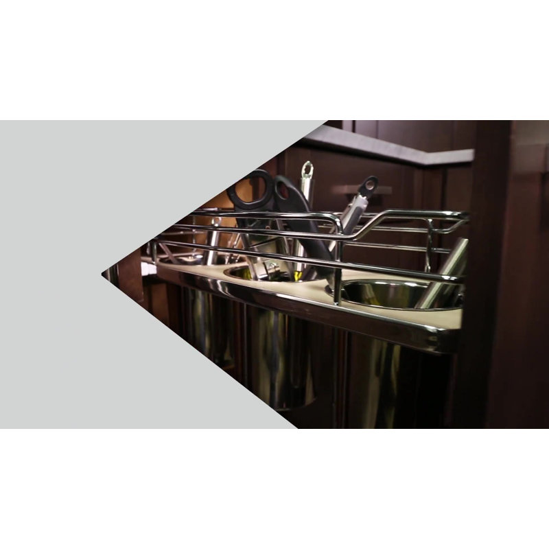 Modern Chrome Two-Tier Utensil Pull Out Organizer