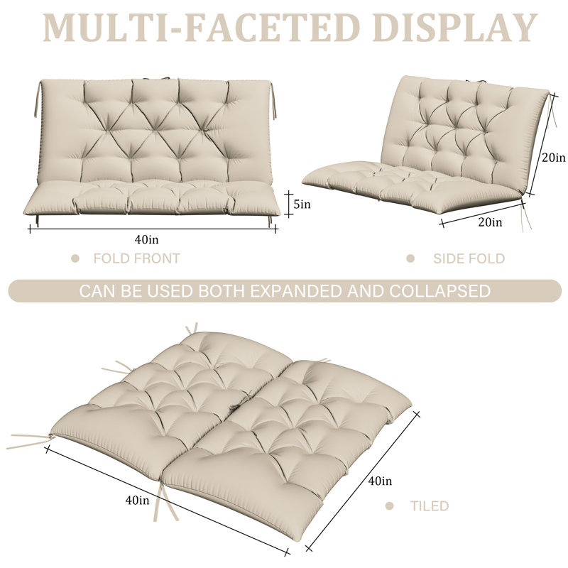 5'' Outdoor Waterproof Cushion For Swing Chair Garden Bench, Cream, 40" W x 40" D