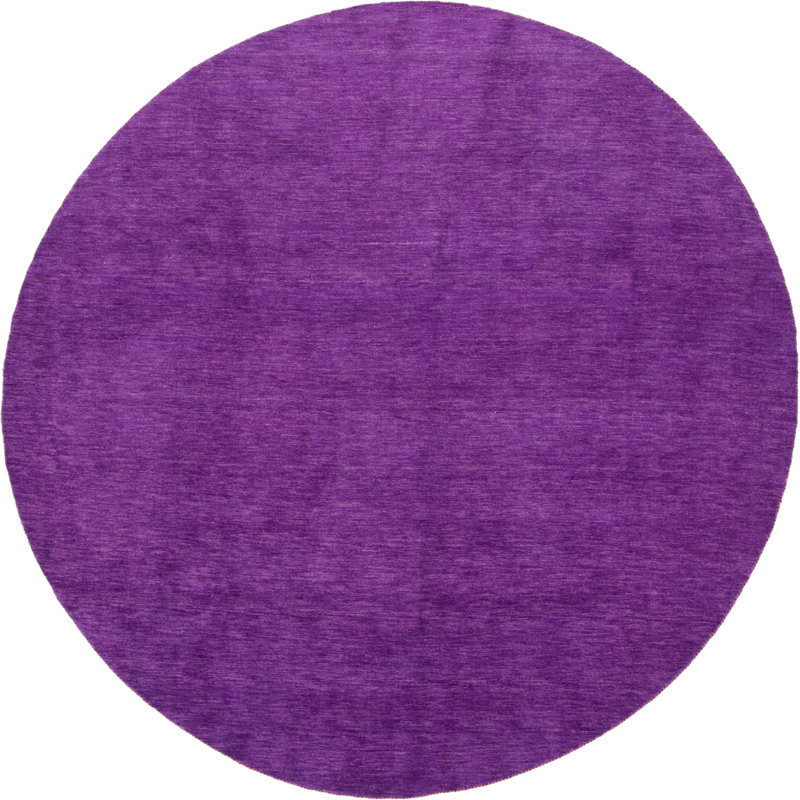 Tapis mauve en laine tissé à la machine Taul, Rond 9 pi 10 po x 9 pi 10 po