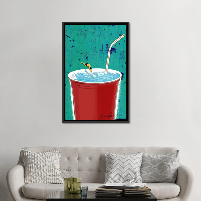 Big drink, impression sur toile tendue Anthony Freda, Toile avec cadre noir, Pas de tapis, H 26 po x l 18 po x P 1,5 po