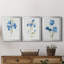 «Blue Blossom Botanical I», ensemble de 3 peintures sur toile encadrées-1397314981-1397314982