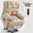 23" Seat Width And High Back Large Size Chenille Power Lift Recliner Chair With 8-Point Vibration Massage And Lumbar Heating-850171774