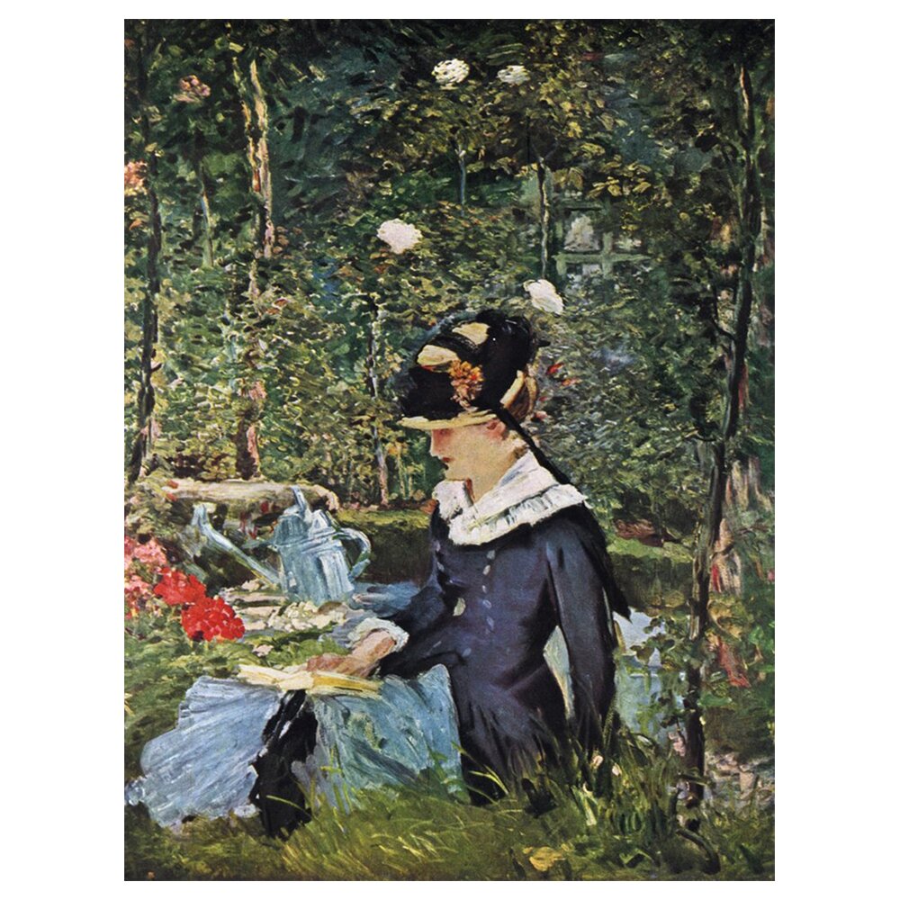 Leinwandbild Junge Frau im Garten von Edouard Manet