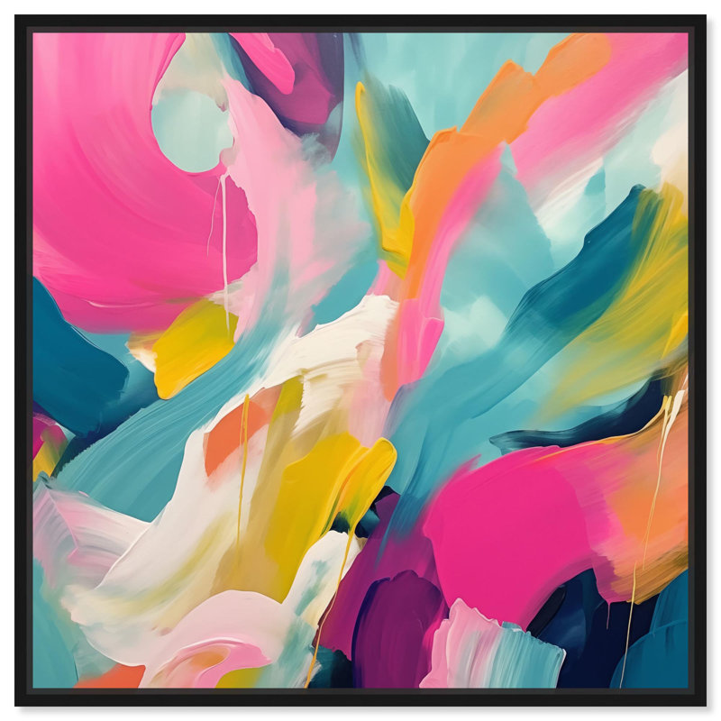 Prismatic Flow, reproduction d'art moderne sur toile par Art Remedy, H 17 po x l 17 po x P 1,8 po, Cadre flottant noir