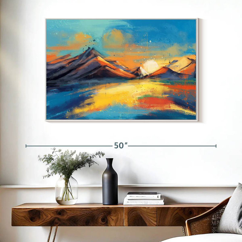 Coucher de soleil, paysage de Quenby, Cadre flottant blanc, 40 po x 27 po