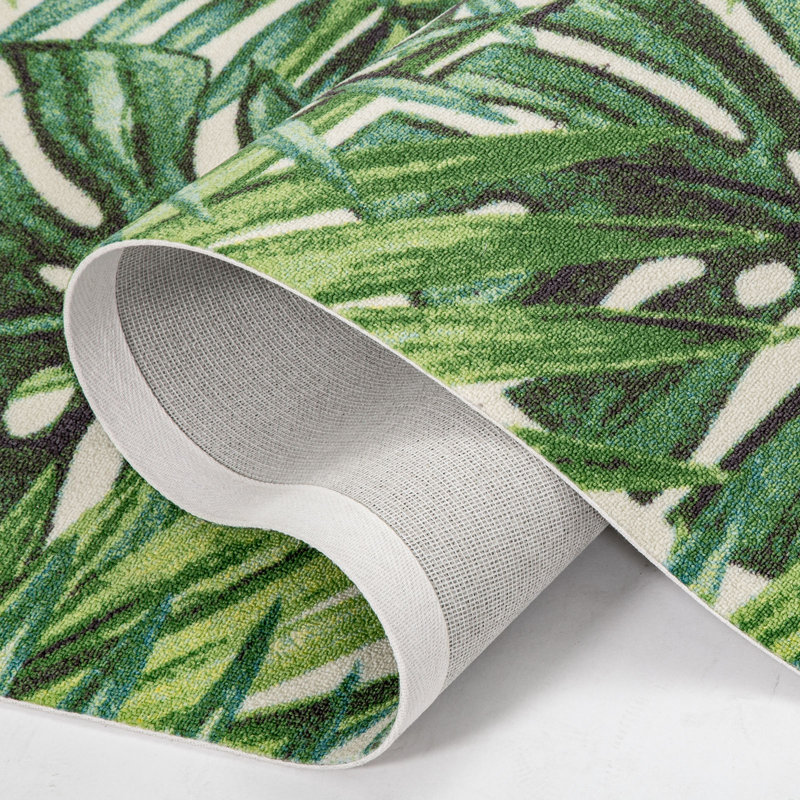 Sunshine Tropical Plants Outdoor Rugs Green, Rectangle 5' x 7'