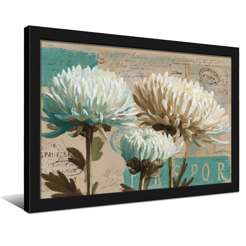 Plantes et fleurs, motif de carte postale rétro, H 24 po x l 36 po, Toile tendue, Ne s’applique pas