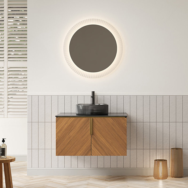 Meuble-lavabo de salle de bain mural moderne avec portes doubles