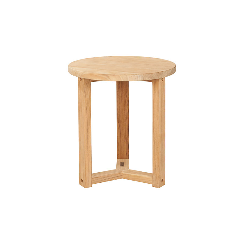 Small Round Teak Outdoor Cross Legs Nesting Side Table
