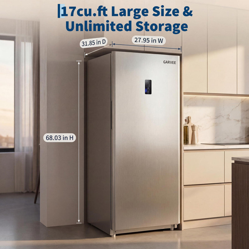 17 cu.ft. Convertible Upright Freezer – No Frost, Digital Control, Fridge & Freezer Modes for Garage or Home Office