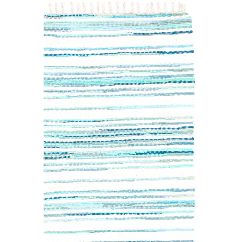 Margene Rug Hand Woven Cotton Striped Rug, Rectangle 3' x 5'