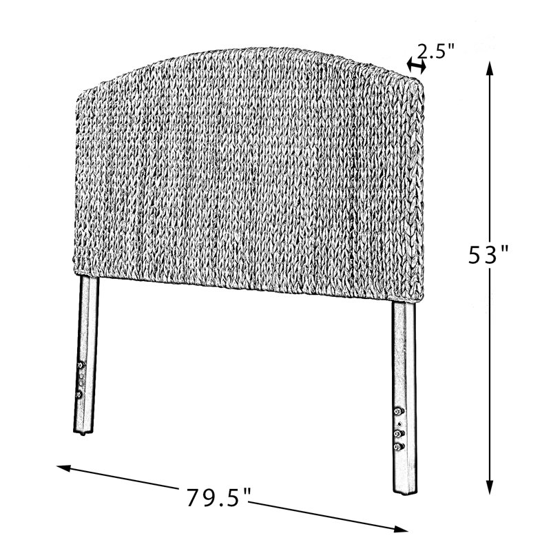 Boatwright Rattan Panel Headboard with Solid Wood Legs, King