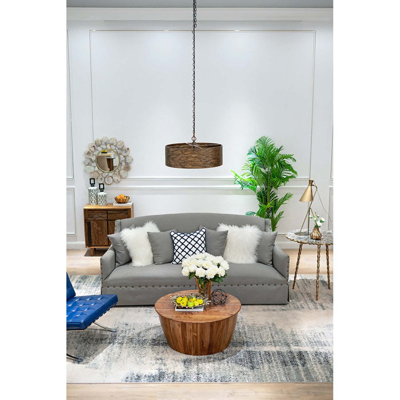 Lustre tambour en fer 3 lumières Claud, H 11,8 po x l 24 po x P 24 po