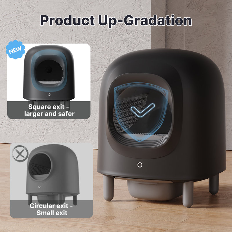 Automatic Self-Cleaning Cat Litter Box for Multiple Cats, Smart App Control with Weight Monitoring, Anti-Pinch Safety, Large Capacity, Tool-Free Easy Setup