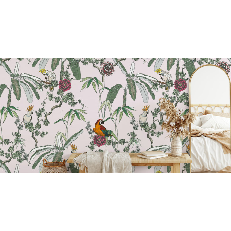 Papier peint botanique tropical, L 100 po x l 150 po