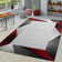 Area Rug Bordered With Geometric Pattern Red Grey With Contour Cut