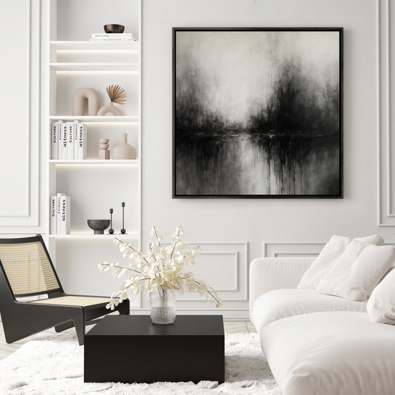Art mural encadré abstrait rétro antique classique pour chambre à coucher, H 16 po x l 16 po, Noir, noir, noir, noir