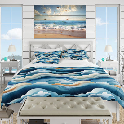 Literie à vagues bleues et blanches