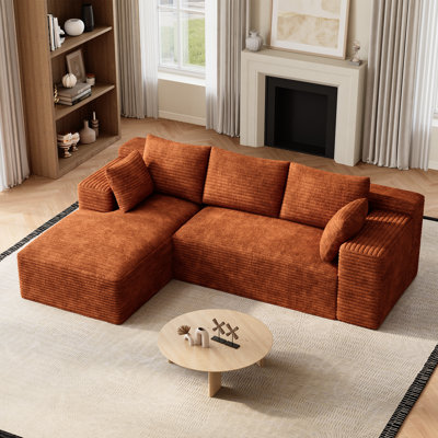 Freely Movable Modular Boneless Sectional Sofa Corduroy Couch For Living Room