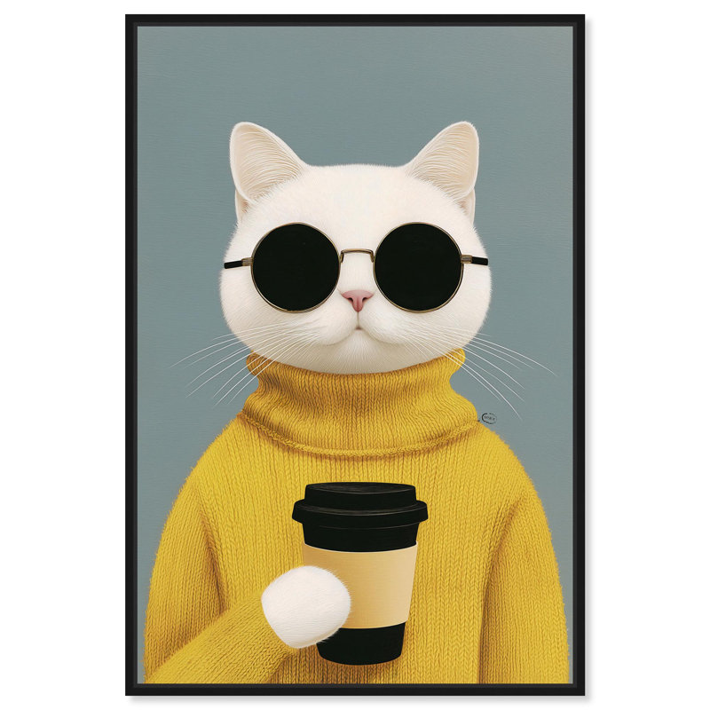 Décoration murale pour chat Cool Art par Art Remedy, cadre noir, 16 x 24, H 25 po x l 17 po, Structure noire