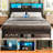 Lozandier Headboard with Storage, Power Outlet, USB Ports and LED Strip-1071489327-1071489320