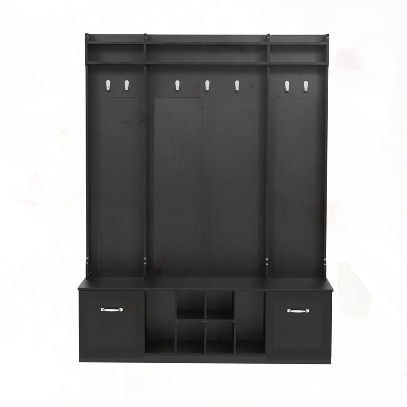 Banc de vestibule 5-en-1 avec portemanteau, Noir