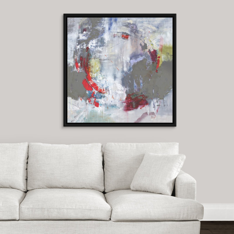« stepping through ii », peinture sur toile, H 37,7 po x l 37,7 po x P 1,75 po, Cadre flottant noir