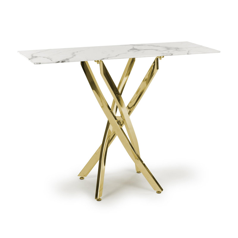Bardha 40cm Glass Top Console Table, Gold