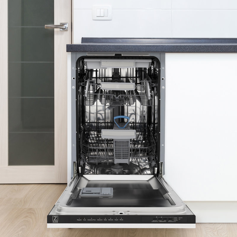 ZLINE 18" Tallac Series 3rd Rack Top Control Dishwasher with Stainless Steel Tub, 51dBa, Red Gloss