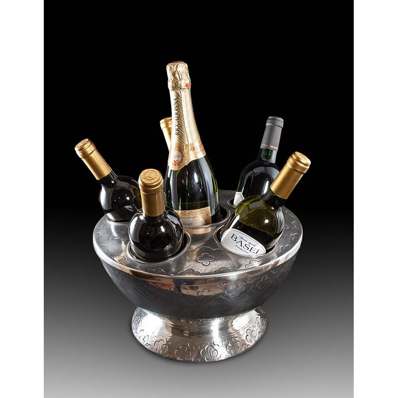 Handcrafted Italian Pewter Six-Bottle Wine Cooler