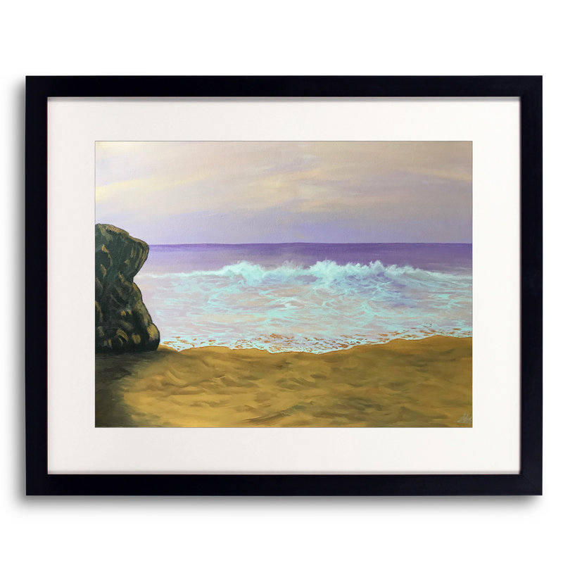 Seascape_402 par Alicia Lopez - Peinture, H 17,25 po x l 21,25 po, Papier avec cadre noir