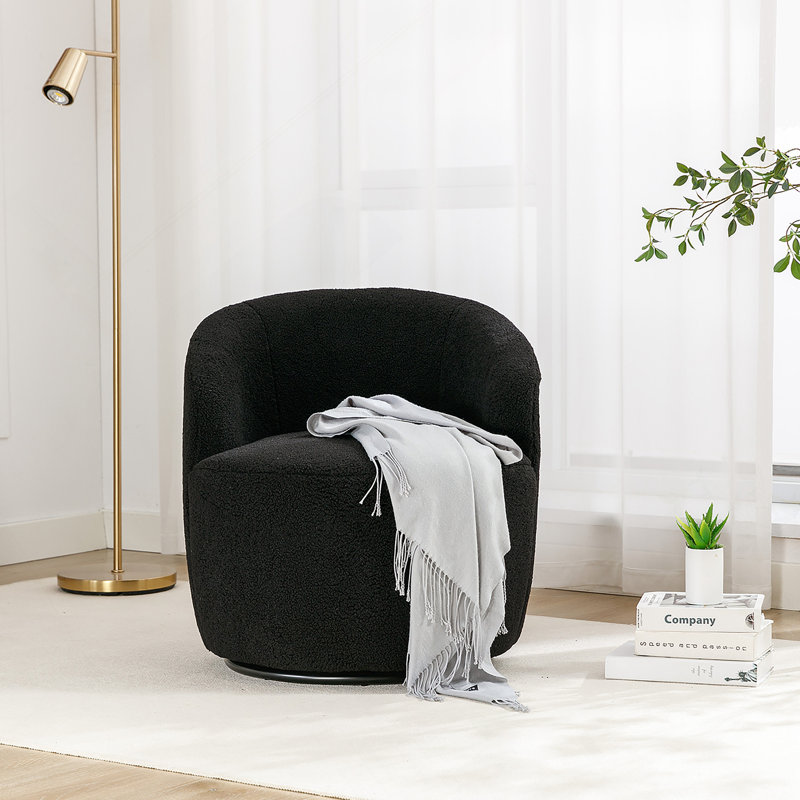 Teddy Fabric Swivel Accent Armchair Barrel Chair With Powder Coating Metal For Comfortable And Rotating Seating In Various Rooms