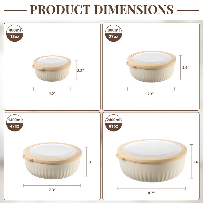 Sorbus 4-pack Round Stackable Airtight Food Storage Containers With Lids - Reusable Plastic Bowls- For Meal Prep, Leftovers, Freezer, Mixing, Salads