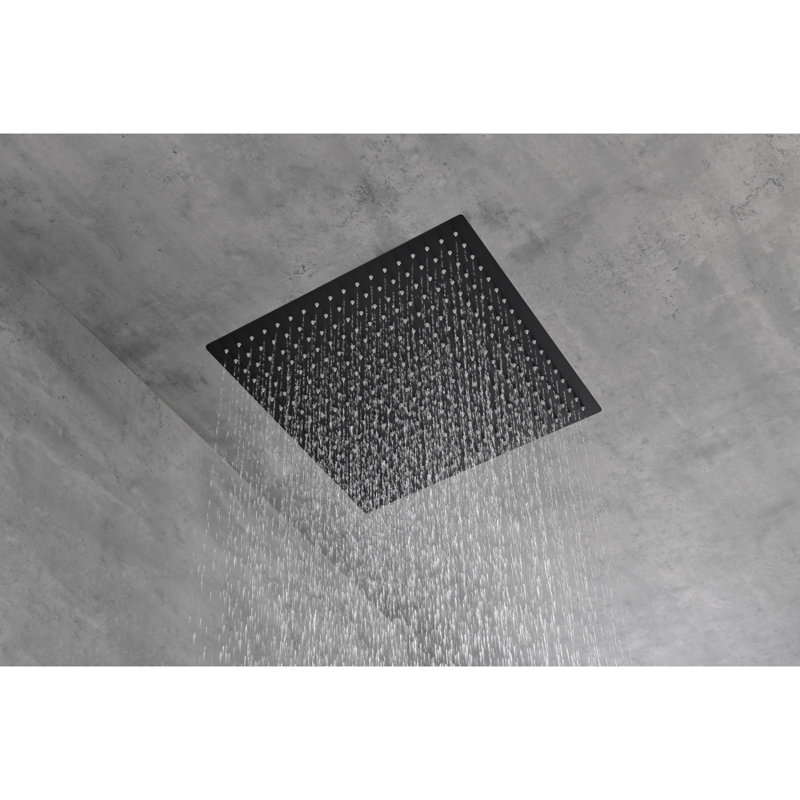 Pomme de douche carrée 16 pouces en acier inoxydable 304, Noir mat