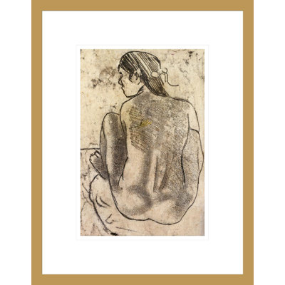 «Tahitian Nude Sired from the Back» par Paul Gauguin, impression giclée encadrée