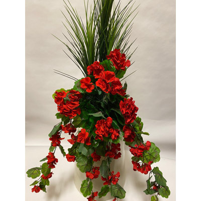 Fabric Geranium Arrangement in Pot