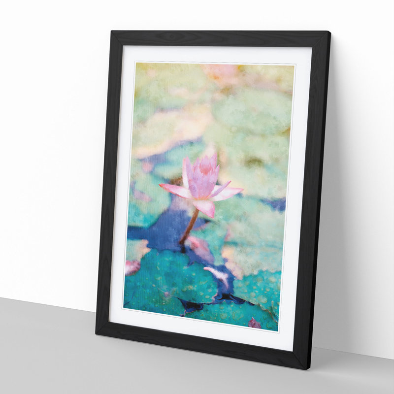 Pale Pink Water Lily - Framed Print, 65cm H x 48cm W x 2cm D, Black Framed