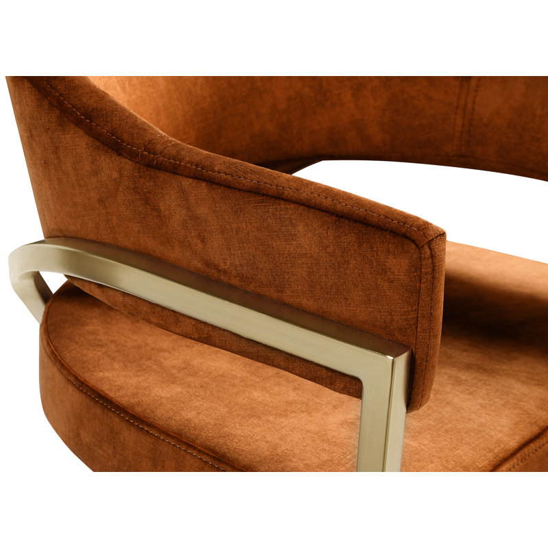 Chaise en velours Kirsi, Doré, Velours cognac